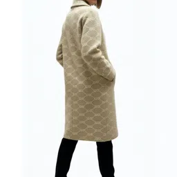 Hallinton Women Geometric Printed Notched Lapel Double-Breasted Overcoat image 3