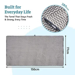 Kuber Industries Grey & White 6 Pieces Printed Microfiber 280 GSM Bath Towels image 4