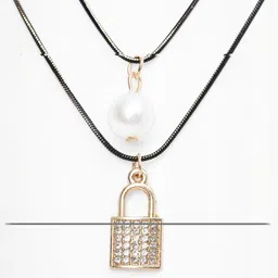 STYOLLO Gold-Plated American Diamond Studded & Pearls Beaded Minimal Chain image 3
