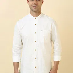 Allen Solly Men Slim Fit Vertical Striped Band Collar Casual Shirt-image-58