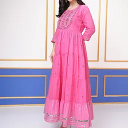 Vishudh Embroidered Tiered Maxi Ethnic Dresses image 3