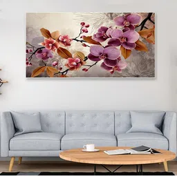 DEKORSTATION Purple & Orange 1 Piece Canvas Floral and Botanical Wall Paintings-image-22