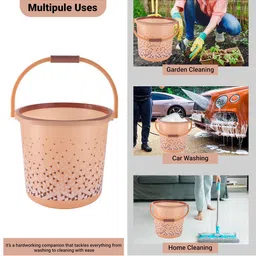 Kuber Industries Brown & White 6 Pieces Geometric Printed Bath Buckets-18 Litres image 5