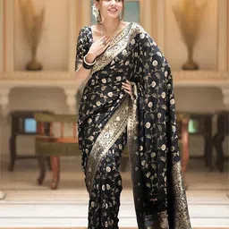 Aldwych Woven Design Zari Silk Blend Banarasi Saree-picture-32
