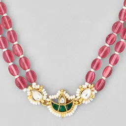 DASTOOR Gold-Plated Stones-Studded & Beaded Jewellery Set image 3