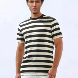 High Star Striped Printed Round Neck Pure Cotton Regular Fit T-shirt-picture-57