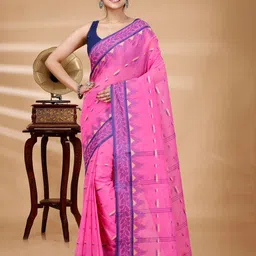 PuJoy Woven Design Pure Cotton Taant Saree-picture-33