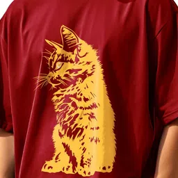 AUSK Graphic Printed Round Neck Drop Shoulder Sleeves Oversized Pure Cotton T-shirt image 5