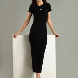 Tommy Hilfiger Round Neck Bodycon Midi Dress image 1