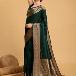 VARNI FABRICS Zari Silk Blend Banarasi Saree image 4