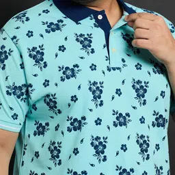 bigbanana Plus Size Floral Printed Polo Collar Cotton T-shirt image 2