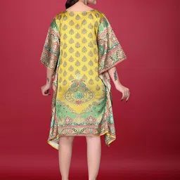 SilkSutra Bohemian Printed Kimono Sleeve Kaftan Dress image 2
