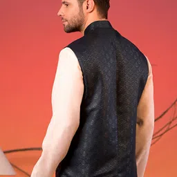 Rangkathaa Jacquard Textured Nehru Jacket image 2