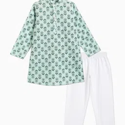 Campana Boys Floral Printed Regular Pure Cotton Kurta with Pyjamas image 1