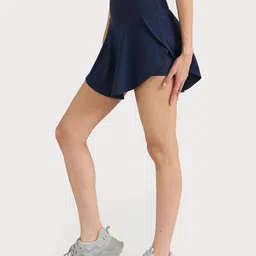 Hunnit Women 4 Way Stretchable Skorts with Wide Waistband Inbuilt Shorts & 2 Side Pockets image 4