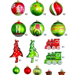 Little Surprise Box LLP 78Pcs Grinch Green & Red Christmas Tree Ornaments Decoration Set image 5