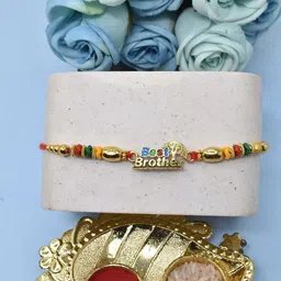 MEIRA JEWELLERY Set Of 1 Rakhi With Roli Chawal & Greetings Card Set image 2