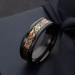 Zoey Men Silver-Plated Stainless Steel Intricate Textured Details Adjustable Finger Ring-picture-32