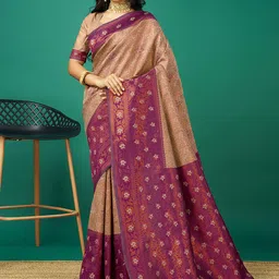 Peachmode Woven Design Zari Pure Silk Banarasi Saree-image-72