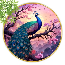 SAF Purple & Blue 1 Piece Wood Birds and Animals Wall Paintings-picture-26