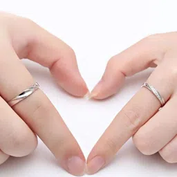 kazare Set Of 2 Rhodium Plated Stones Studded Adjustable Finger Rings image 3