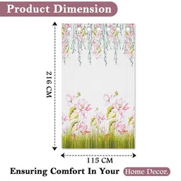 Kuber Industries White & Pink Set of 2 Floral Door Curtain image 3
