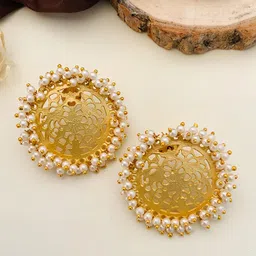 Anouk Gold-Plated Artificial Beaded Circular Shaped Studs-picture-41