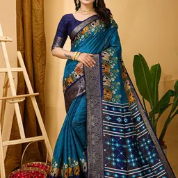 DIVASTRI Kalamkari Printed Zari Banarasi Saree-picture-36