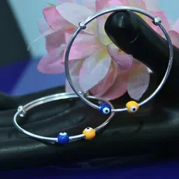 Silver Chest Kids Set Of 2 925 Pure Silver Beaded Adjustable Bangles image 1