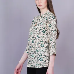 HIGHLIGHT FASHION EXPORT Floral Print Mandarin Collar Regular Top image 5