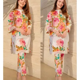 Modestouze Attires Printed Mandarin Collar Tunic & Palazzos Co-Ords image 3