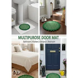 vstucart Green Spiral Cotton Reversible Round Doormat image 3