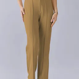 Dream Beauty Fashion Women Textured Straight Fit High-Rise Easy Wash Pleated Trousers-picture-15