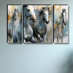 SAF White & Blue 3 Pieces Horse Printed Wooden Wall Art-picture-34
