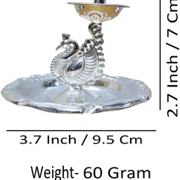 Sigaram Silvertoned Glossy Brass Peacock Diya image 2