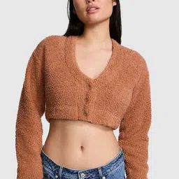 Victoria's Secret Women Self Design QuirkyCrop Cardigan-image-82
