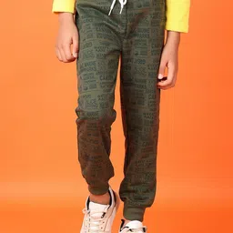 V-Mart Boys Cotton Olive Printed Regular Fit Drawstring Joggers-picture-22