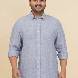 John Pride Plus Size Men Spread Collar Linen Casual Shirt-picture-32