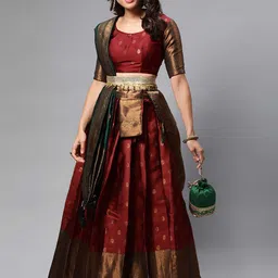 Payu Semi-Stitched Lehenga & Unstitched Blouse With Dupatta-picture-32