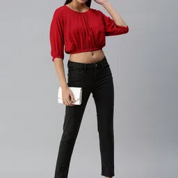 SHOWOFFFF Cinched Waist Crop Top image 4