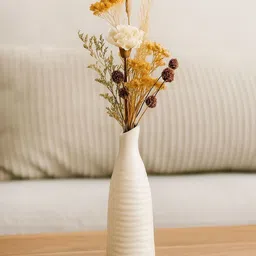 GLOBALLY INDIAN White Matte Finish Ceramic Ripple Vase-image-20