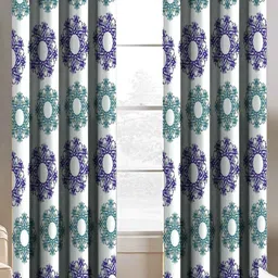 BELLA TRUE White & Green 2 Pieces Floral Printed Window Curtains-picture-22