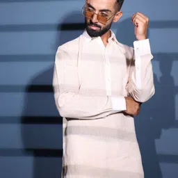 INAAYA JAIPUR Men Solid Opaque Semiformal Linen Shirt image 2