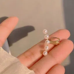 Tiso Gold Plated Pearls Beaded Spherical Shaped Korean Ear Cuff image 2