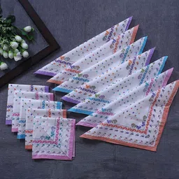 Kuber Industries Women & Girls Set Of 12 Colorful Flower Print Soft Cotton Hankies-image-31