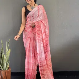 DIVASTRI Tie and Dye Pure Georgette Ready to Wear Saree image 4