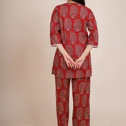 EKISHA Printed V-Neck Pure Cotton Tunic With Trouser image 5