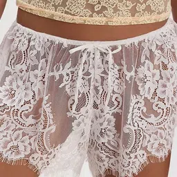lulu & sky Floral Print Women White Night Shorts image 2