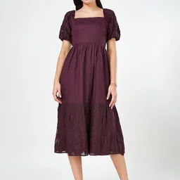 Honey by Pantaloons Women Fit & Flare Puff Sleeves Midi Dress-picture-18