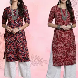 Ethnic basket Women Pack Of 2 Multicoloured Crepe Kurtas-picture-17